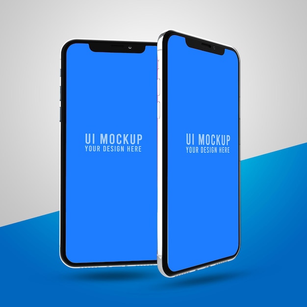Mockup de teléfono inteligente de pantalla completa de plata oscura App ui ux