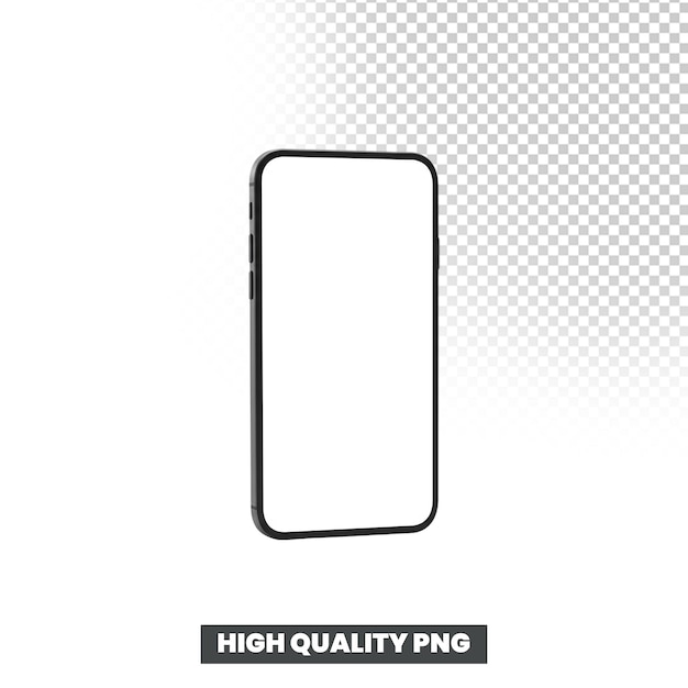 Mockup de teléfono inteligente renderizado en 3D con pantalla en blanco