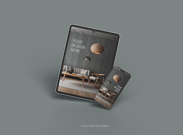 Mockup de teléfono inteligente y tableta para UIUX Product Showcase 3D Render