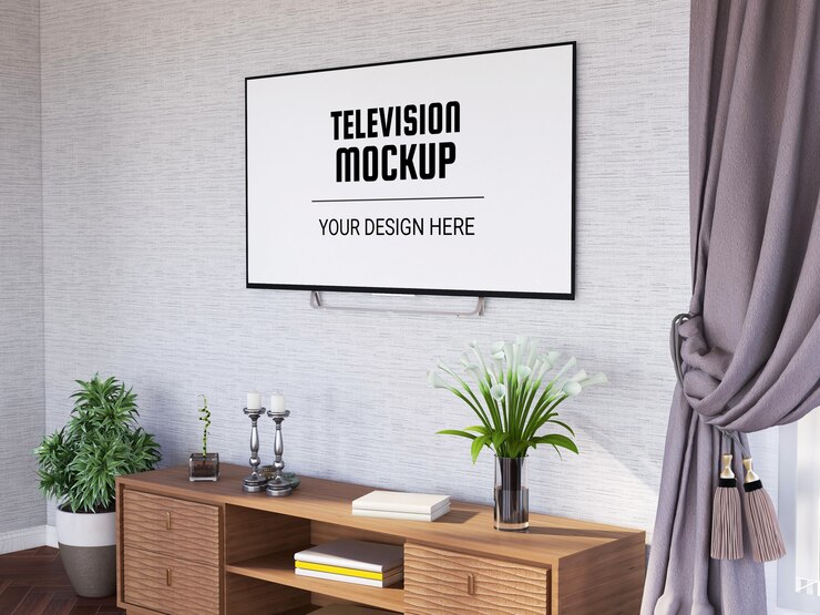 Mockup televisivo nel soggiorno