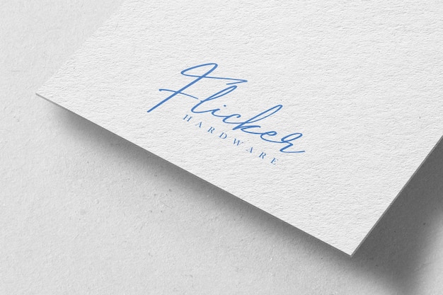 Mockup de texto y logotipo de papel blanco de Flickes
