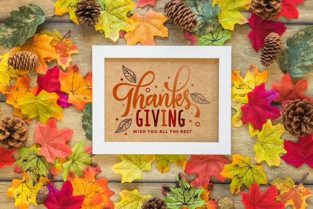 PSD mockup de thanksgiving con marco