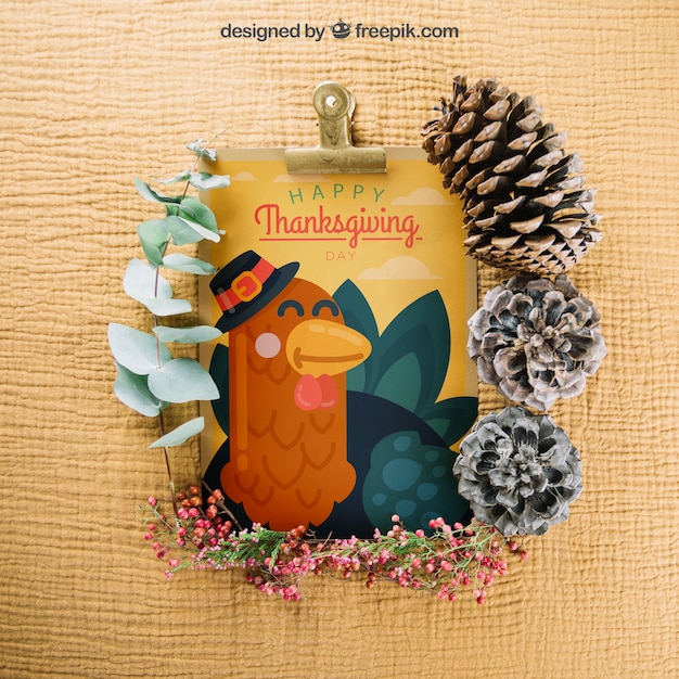 Mockup de thanksgiving con portapapeles