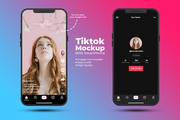 Mockup Tiktok no smartphone