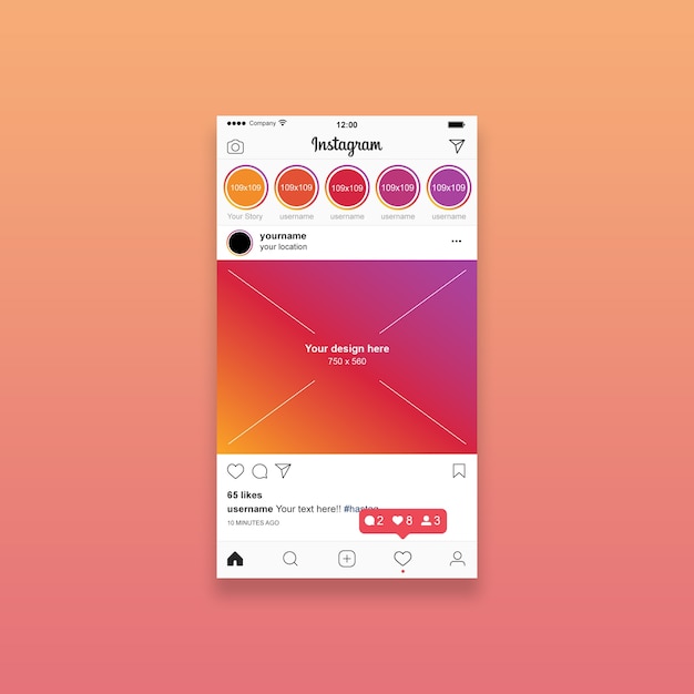 Mockup de timeline de instagram