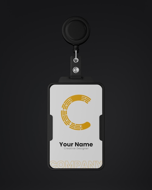 Mockup del titular de la tarjeta de identificación con correa de vista delantera PSD