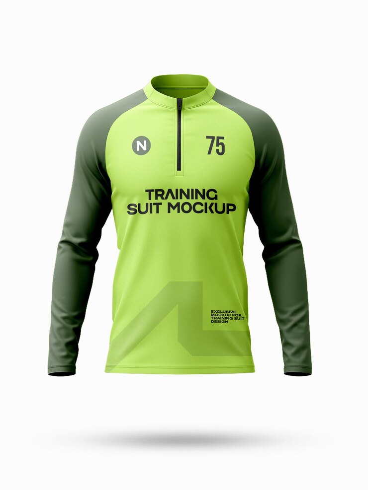 PSD mockup de traje de entrenamiento de manga larga vista delantera