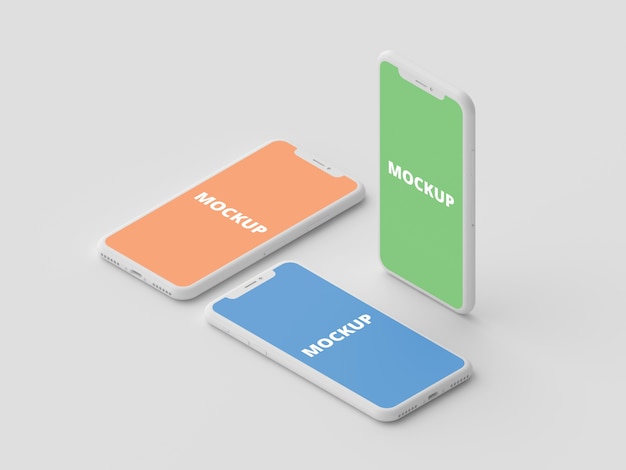 Mockup de tres smartphones