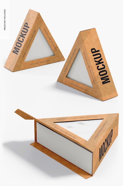 Mockup Triángulo de Cajas de Jabón, Perspectiva