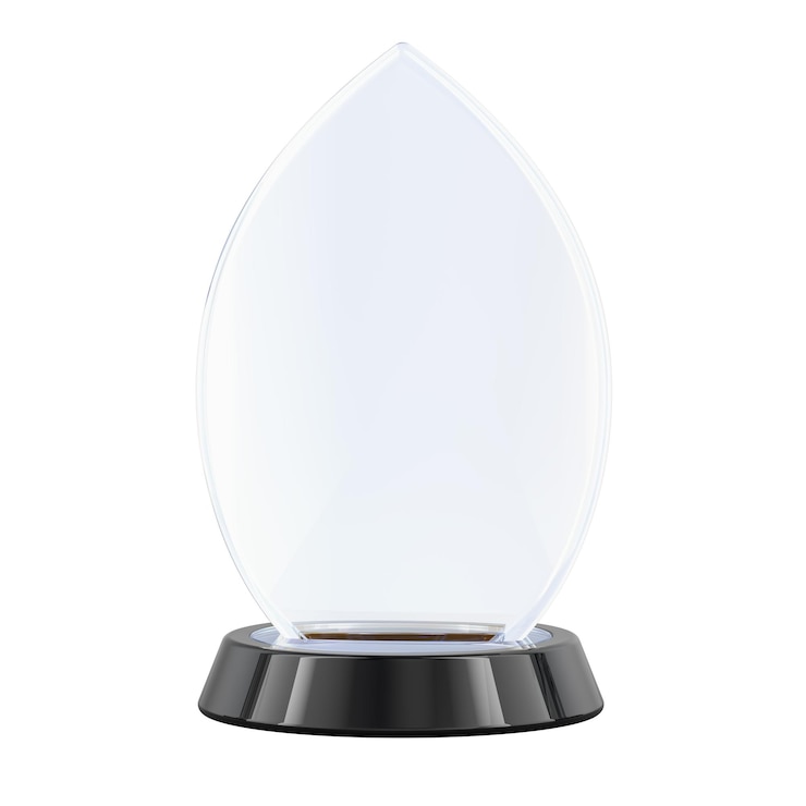 PSD mockup de trofeo de premio de cristal en blanco renderizado en 3d aislado sobre un fondo transparente