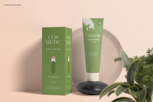 Mockup de tubo cosmético en crema para marcas de belleza