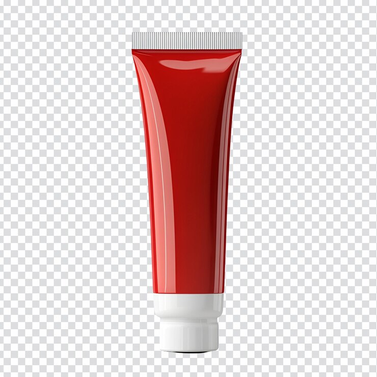 PSD mockup de tubo cosmético rojo