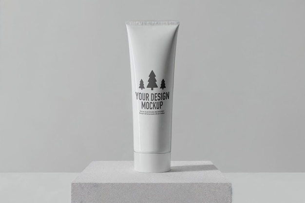 Mockup de un tubo de crema en el bloque de cemento ia generativa