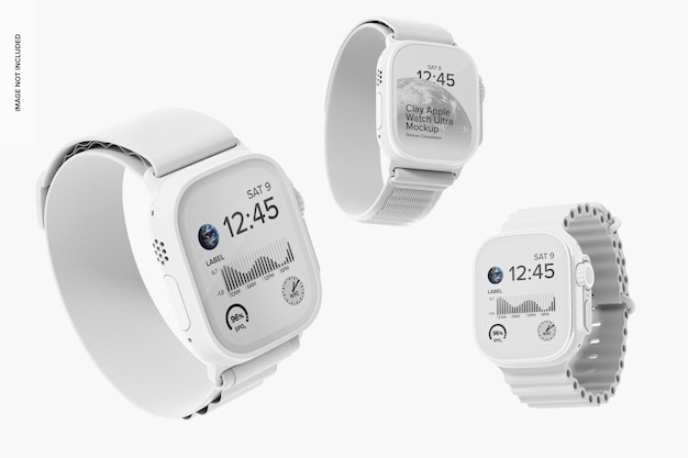 Mockup Ultra Set di Clay Apple Watch, galleggiante