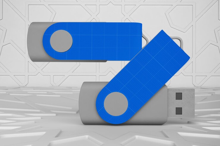 Mockup de la unidad flash USB giratoria