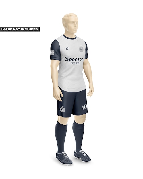 Mockup de uniforme de fútbol completo para hombres con cuello de la tripulación.