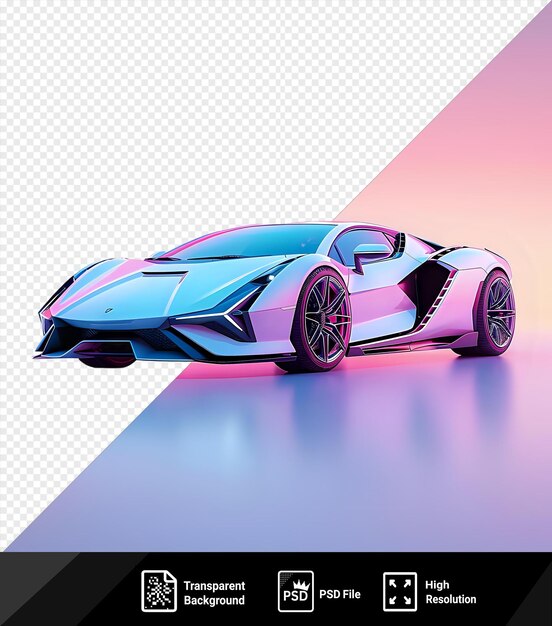 PSD mockup unique d'une voiture de sport blanche contre un ciel rose png psd