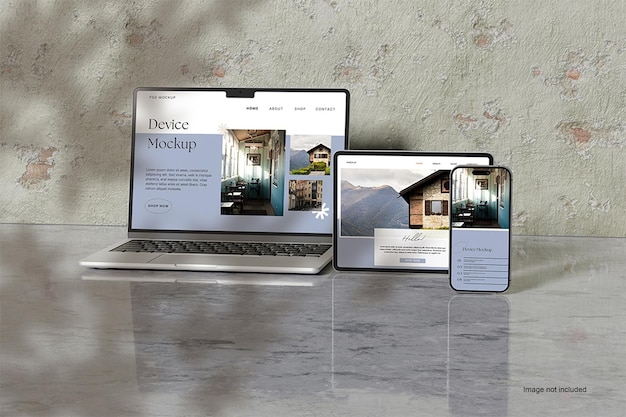 PSD mockup de varios dispositivos superiores