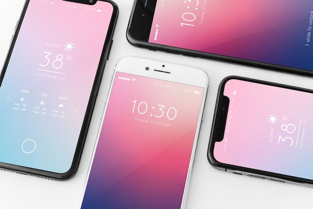 PSD mockup de varios smartphone