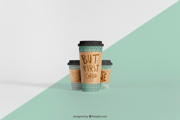 PSD mockup de vasos de café