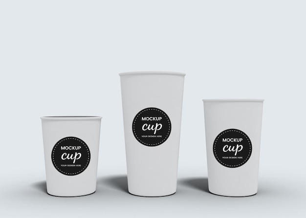 Mockup de vasos de papel para llevar en cafetería