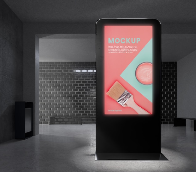 Mockup verticale retroilluminato della città moderna