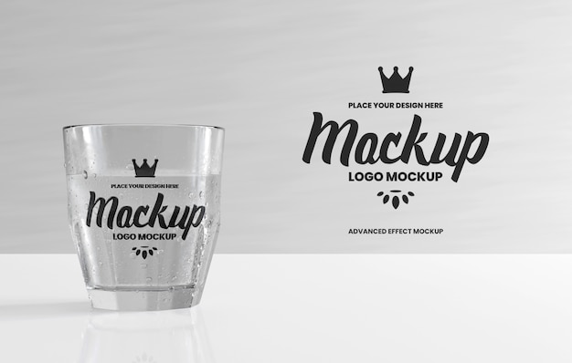 PSD mockup de vidrio con efecto logo