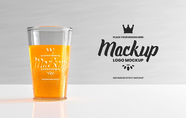 PSD mockup de vidrio con efecto logo