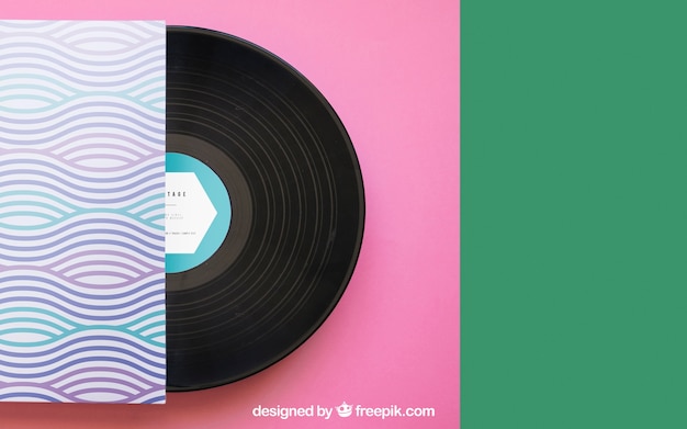 Mockup de vinilo con espacio a la derecha