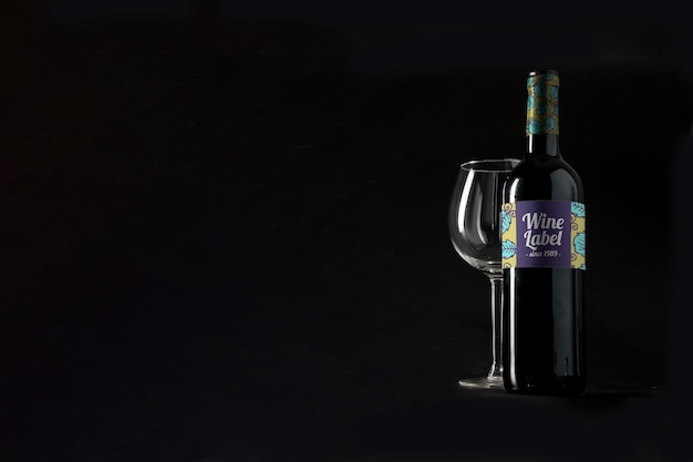 PSD mockup de vino con copyspace