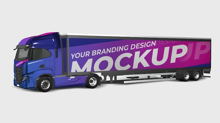 PSD mockup de la visión de marca de los semirremolques potentes