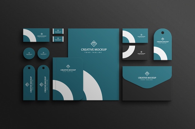 PSD mockup de vista corporativa de marca de papelería premium psd