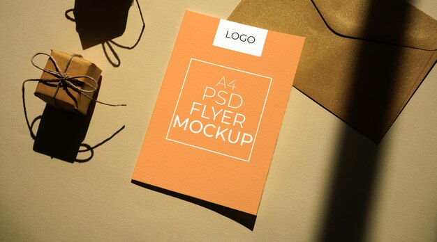 Mockup de volante A4 PSD con fondo editable