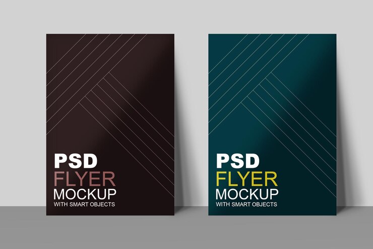 Mockup de volante PSD de doble lado con objeto inteligente