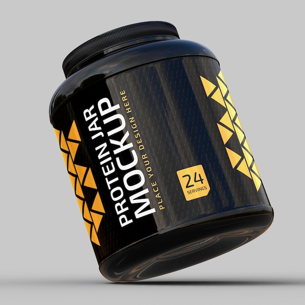 PSD mockup von dark protein jar psd