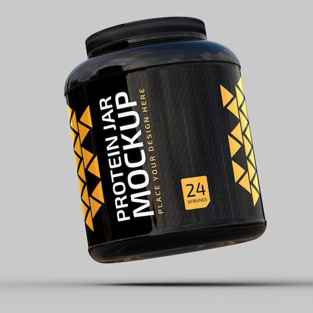 PSD mockup von dark protein jar psd