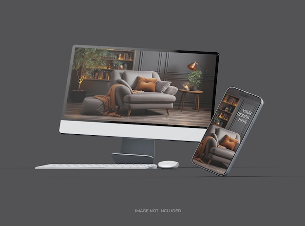 Mockup von Desktop und Telefon für UIUX Product Showcase 3D Render