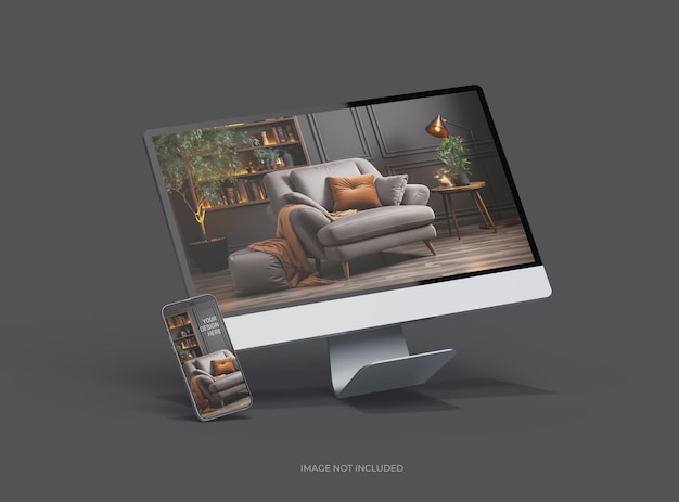 Mockup von Desktop und Telefon für UIUX Product Showcase 3D Render