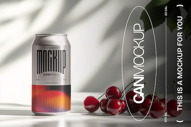 Mockup von Kirsch-Vanille-Sparwasser-Dose