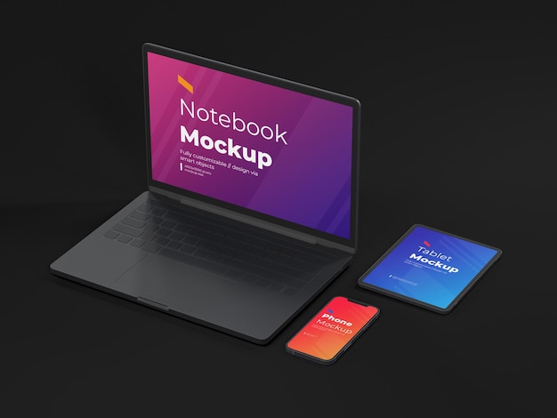 Mockup-vorlage für digitale geräte für mobiltelefone und laptops