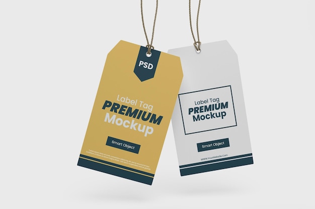 Mockup-vorlage für kleidungsetiketten-tag premium psd