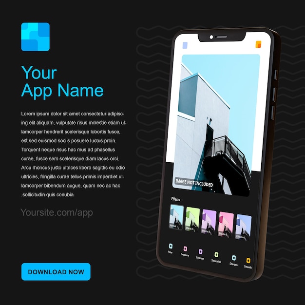 Mockup-Vorlage für Smartphone-App-Werbung