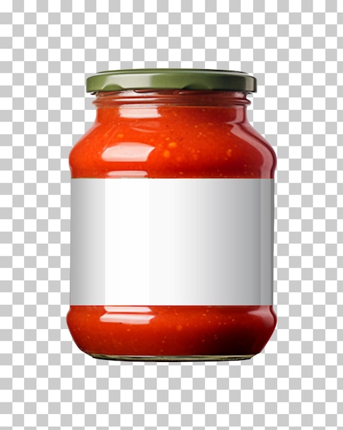 Mockup vuoto di barattolo di salsa di pomodoro isolato su sfondo trasparente png psd