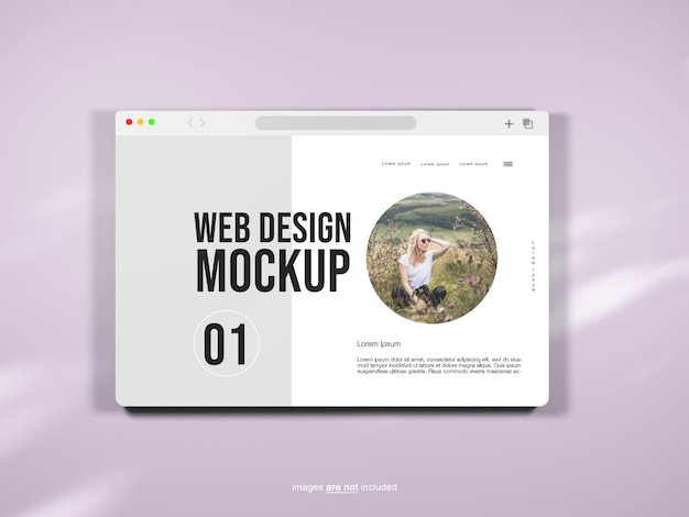 PSD mockup web 3d con fondo rosa mínimo en formato psd