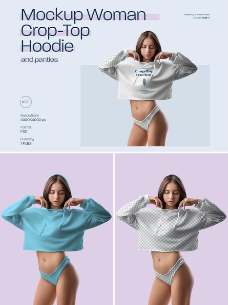 Mockup Woman CropTop Moletom e Calcinha