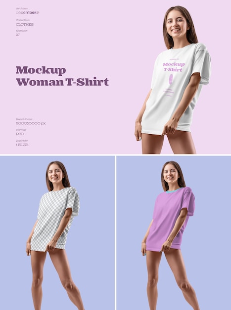 Mockup woman tshirt oversize design