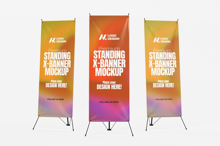 Mockup de XBanner en pie premium renderizado en 3D