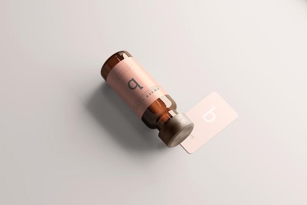 Mockups de botella de vial de vidrio ámbar