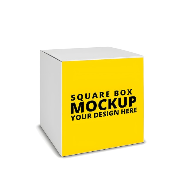 mockups de caixas de papel quadradas isoladas em fundo branco