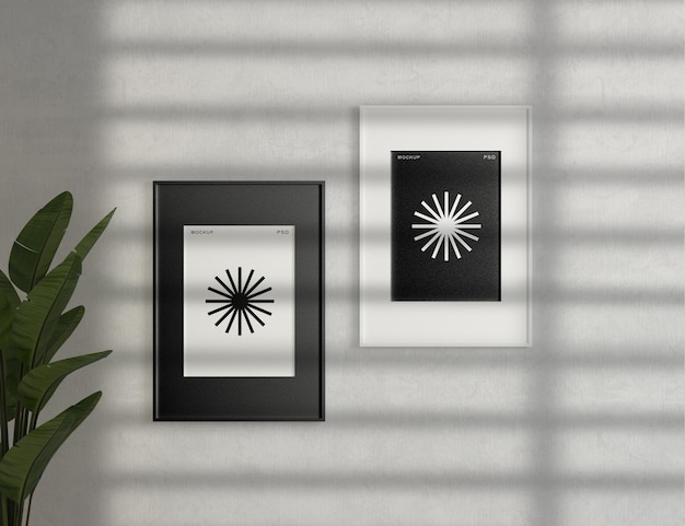 Mockups do quadro na parede de cimento